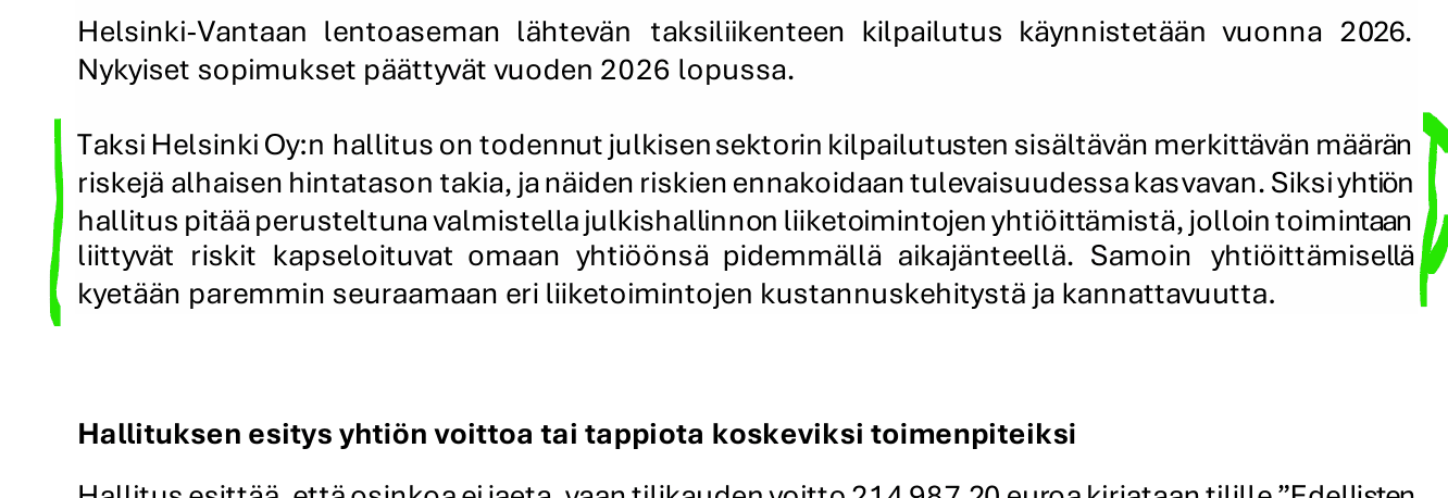 Ote Taksi Helsinki Oy 2025 tilinpäätöksen toimintakertomuksesta